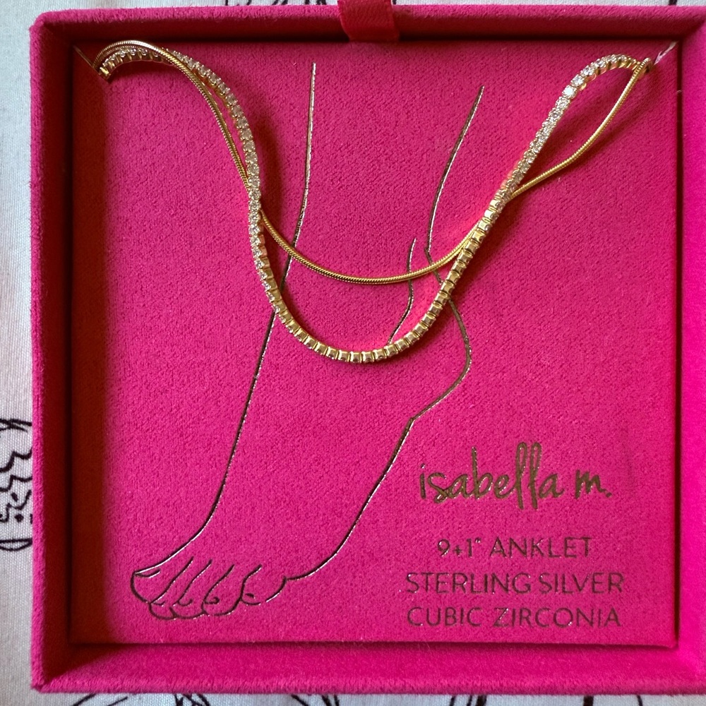 Isabella m.Gold and Silver Anklet with Cubic Zirconia